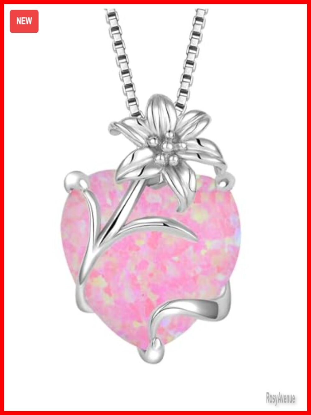 925 Sterling Silver Created Opal Heart Pendant Necklace for Women